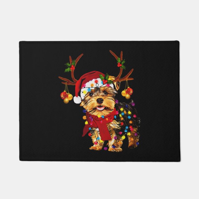Christmas Reindeer Yorkie Fußmatte (Vorderseite)