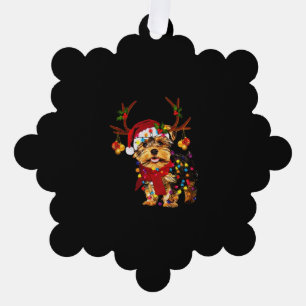 Christmas Reindeer Yorkie Ornament Karte