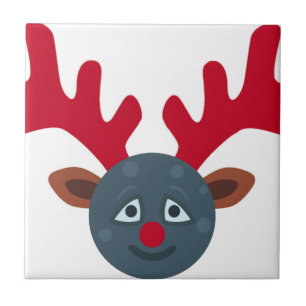 Christmas-Rentier-Mond-Emoji Fliese