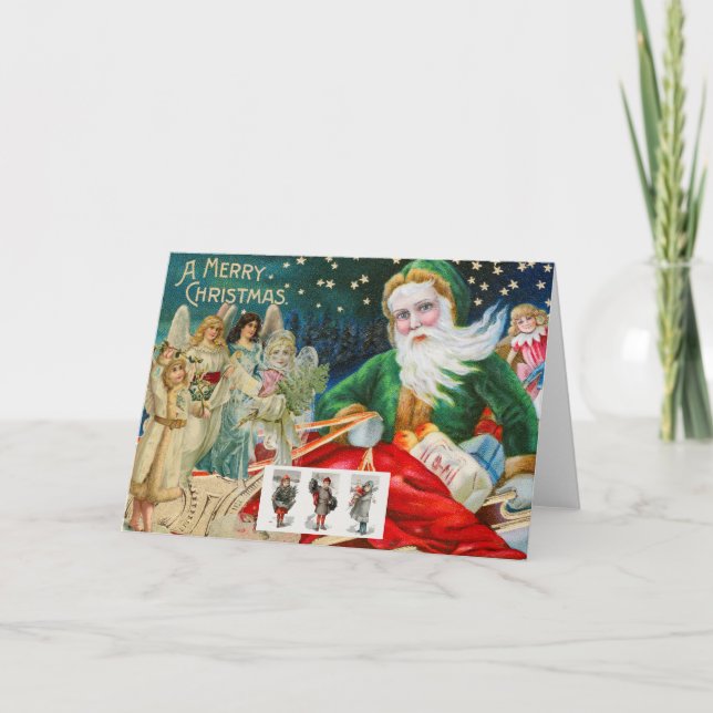 CHRISTMAS RETRO-BILDER Faltene Grußkarte Karte (Vorderseite)