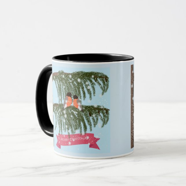 Christmas , Retro , Bullfinches Tasse (Vorderseite Links)