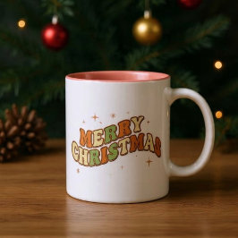 Christmas Retro Groovy Message Zweifarbige Tasse