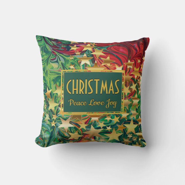 CHRISTMAS Retro Peace Liebe Joliday Kissen (Vorderseite)
