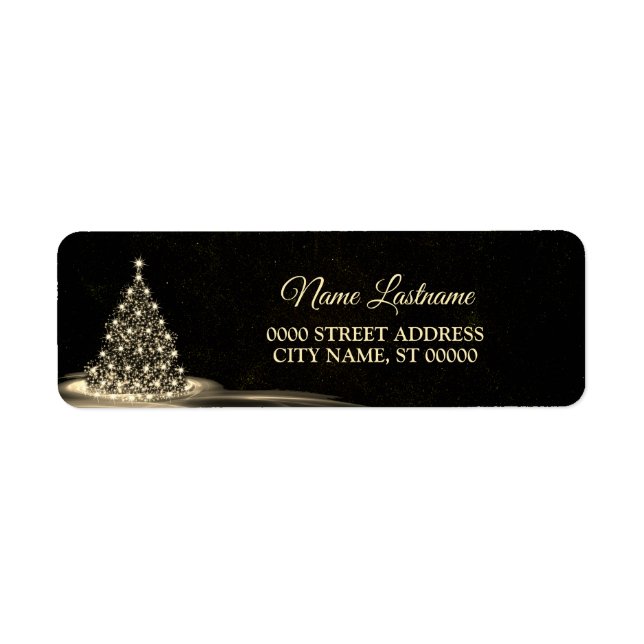 Christmas Return Address Golden Shiny Winter Black (Vorne)