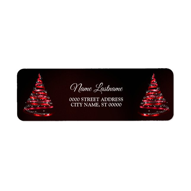 Christmas Return Address Shiny Red Ribbon Tree (Vorne)