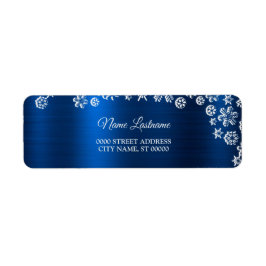Christmas Return Address White Snowflakes Blue