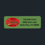Christmas Return Label "Retro Merry Christmas"<br><div class="desc">Christmas Return Label "Retro Merry Christmas" Enjoy these personally made return labels for all your Christmas letters and cards. Customize by replacing text with your own. Choose and use your favorite sind Stil, Mitbewohner und Size. The background label color can be change out. Check out our matching stamps, Foto-Cards, etc....</div>