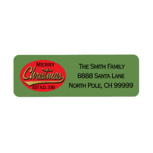 Christmas Return Label "Retro Merry Christmas"