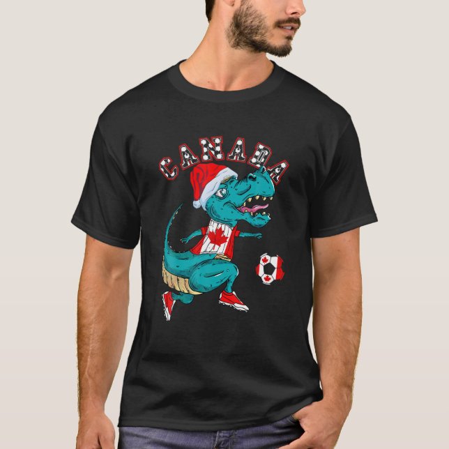 Christmas Rex Dino Canada Soccer Team Canadian Fla T-Shirt (Vorderseite)