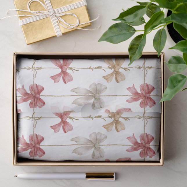 Christmas Ribbon Grid Pattern Seidenpapier (Geschenk)