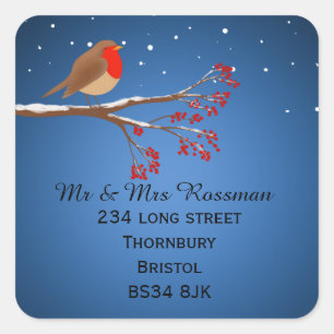 Christmas Robin Changement d'adresse autocollant