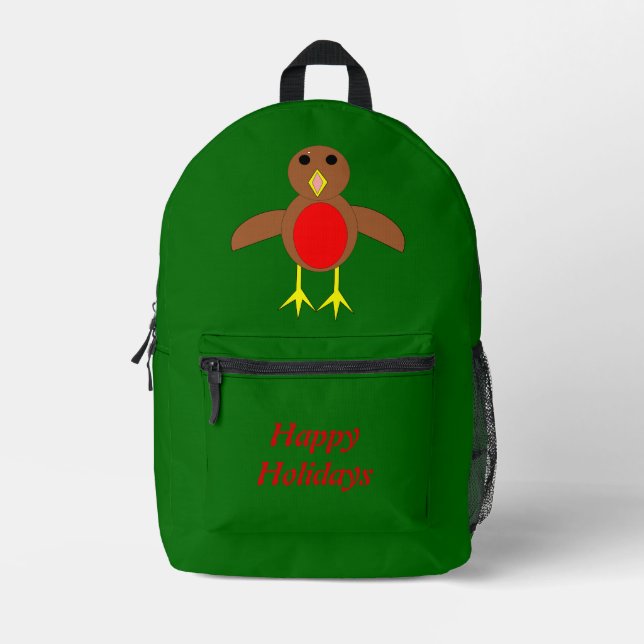 Christmas Robin Custom Bedruckter Rucksack (Vorderseite)