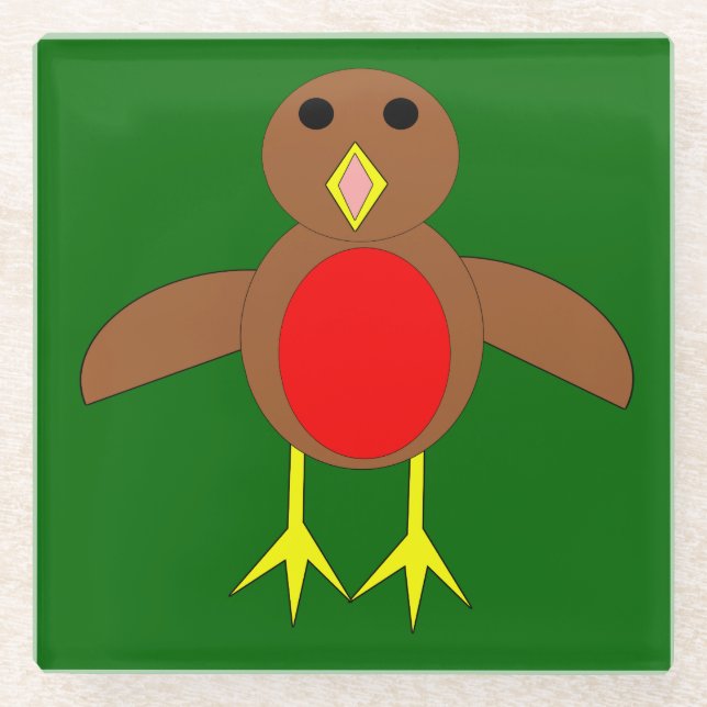 Christmas Robin Glass Untersetzer (Vorderseite)
