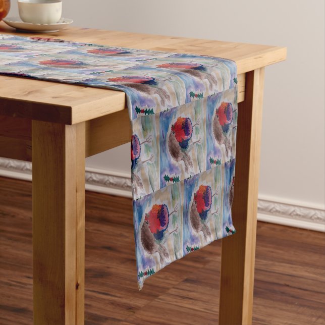 Christmas Robin Kurzer Tischläufer (Beispiel)