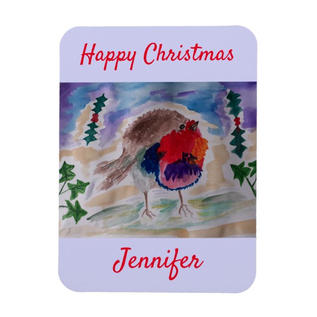Christmas Robin Personalisiert Magnet (Vertikal)