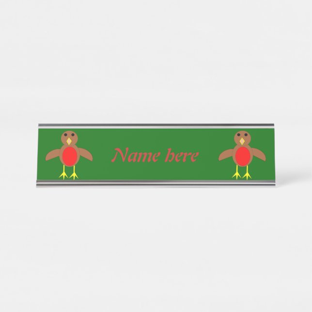 Christmas Robin Personalisiert Schreibtischnamensplakette (Vorderseite )