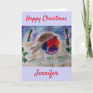 Christmas Robin Personalisierte Weihnachtskarte Karte