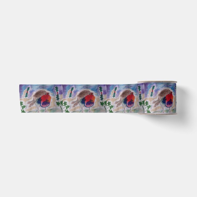 Christmas Robin Satin Ribbon Satinband (Vorderseite)