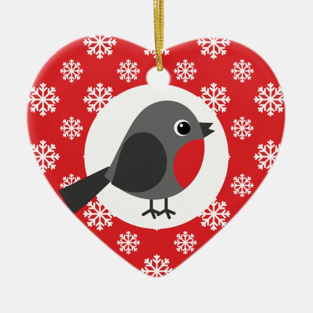 Christmas Robin Snowflakes Red Keramik Ornament (Vorne)
