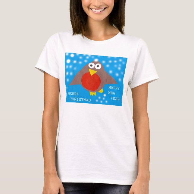 Christmas Robin T-Shirt (Vorderseite)