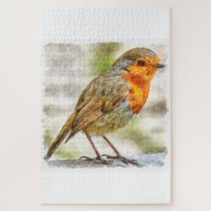 Christmas Robin Winter Watercolor
