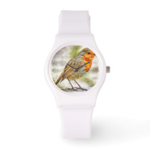 Christmas Robin Winter Watercolor Armbanduhr