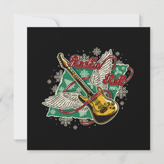 Christmas Rock n Roll Electric Guitar Rock Music Einladung (Vorderseite)