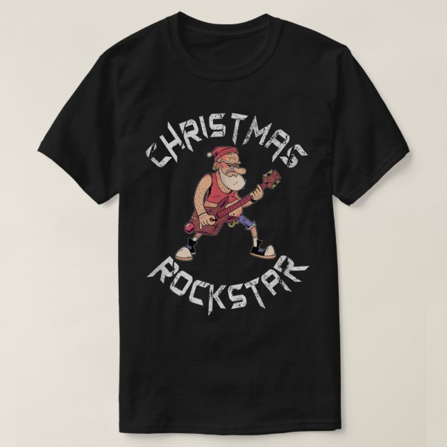 Christmas Rockstar Guitar Design T-Shirt (Design vorne)