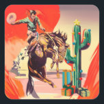Christmas Rodeo Quadratischer Aufkleber<br><div class="desc">Cowboy Rancher Christmas Rodeo,  Wood Leather Gift ,  Red boots cactucheerful ,  Ranch Happy Merry Horseshoe ,  Wild Cartoon Southwest ,  Holly Illustration Texas Retro ,  Vintage Holiday ,  Western ,  Christmas Cowrancher Rodeo</div>