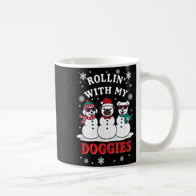 Christmas Rollin'with My Doggies Funny Gift Lover  Kaffeetasse (Rechts)