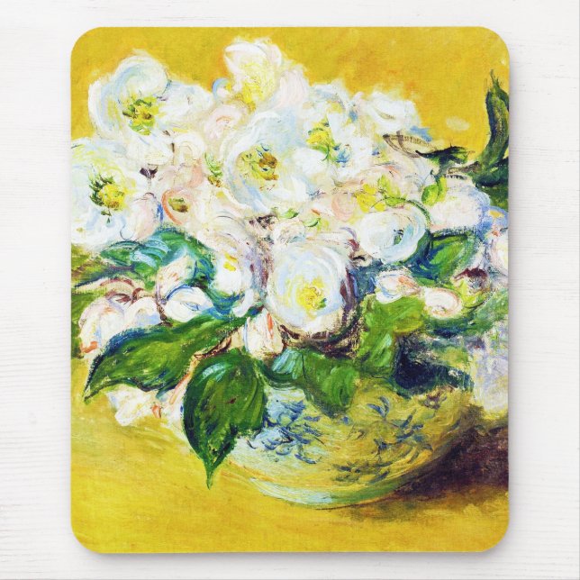 Christmas Roses Claude Monet flowers floral paint Mousepad (Vorne)