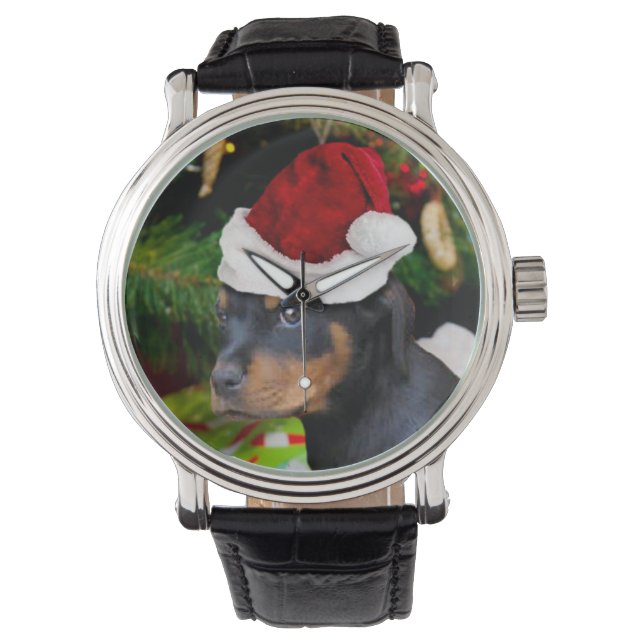 Christmas Rottweiler Armbanduhr (Vorderseite)