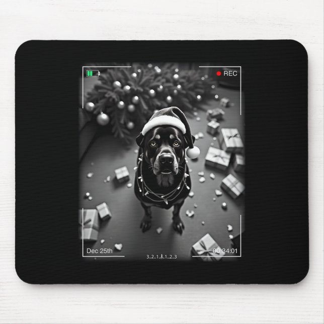 Christmas Rottweiler Caught On Camera  Mousepad (Vorne)