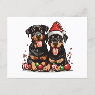 Christmas Rottweiler Dog Santa Feiertagspostkarte