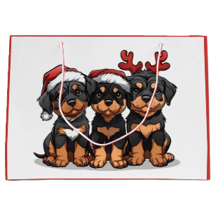 Christmas Rottweiler Dog Santa Große Geschenktüte