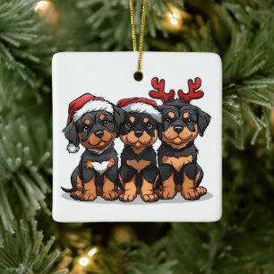 Christmas Rottweiler Dog Santa Keramikornament