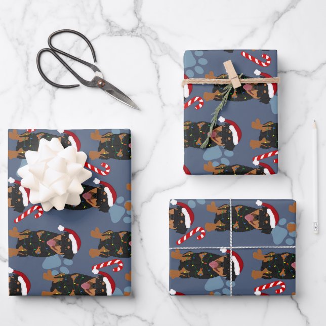 Christmas Rottweiler Geschenkpapier Set (Vorderseite)