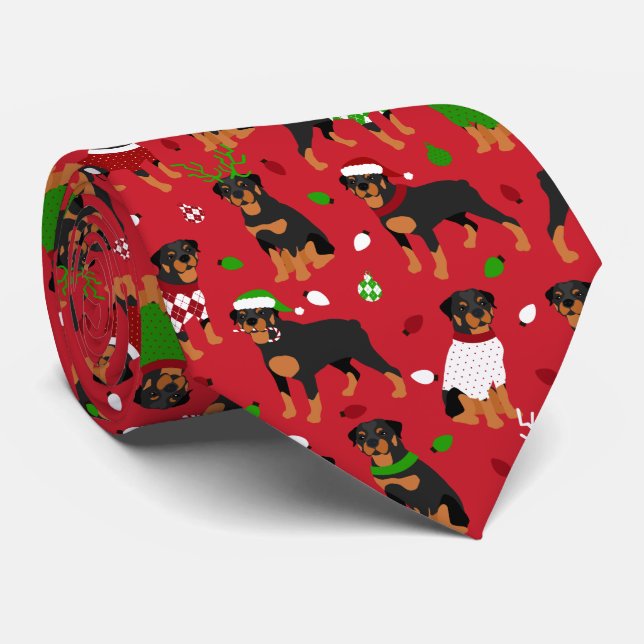 Christmas Rottweiler Krawatte (Gerollt)