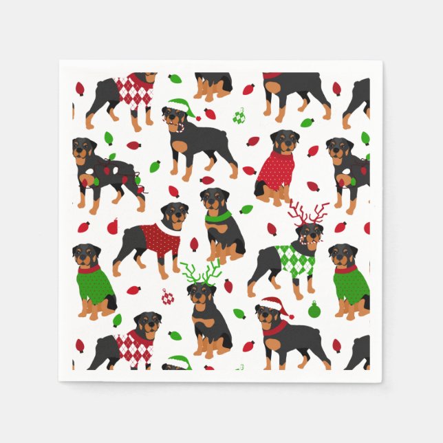 Christmas Rottweiler Napkins Serviette (Vorderseite)