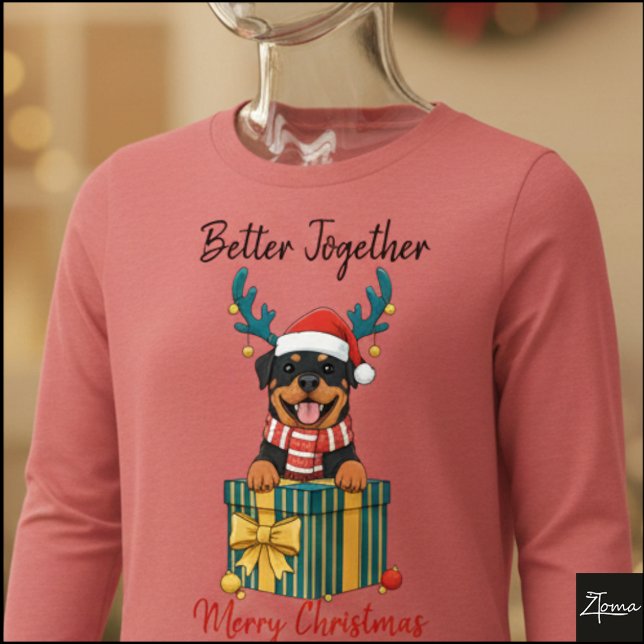 Christmas Rottweiler Reindeer Scarf Gift Graphic Tri-Blend Shirt (Von Creator hochgeladen)