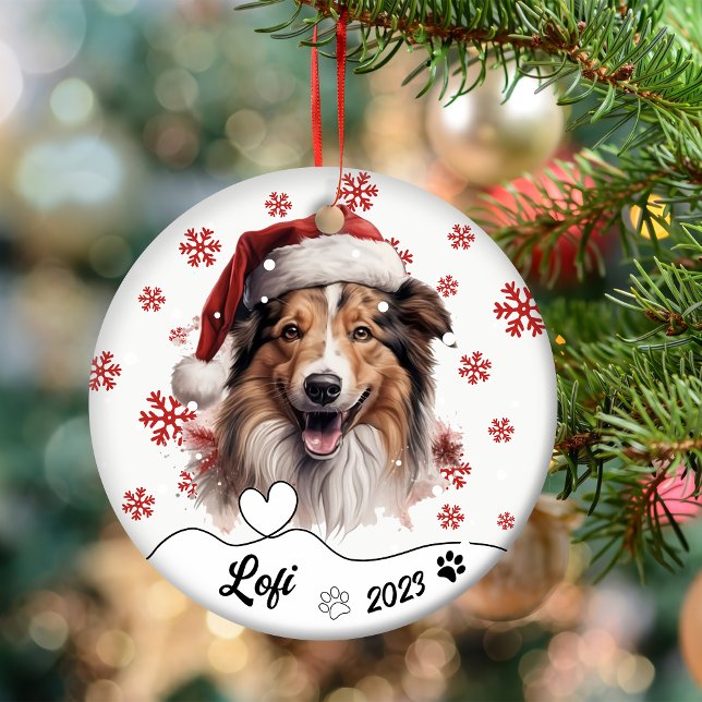 Christmas Rough Collie Dog Personalisiert Keramik Ornament (Von Creator hochgeladen)