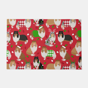 Christmas Rough Collie Fußmatte