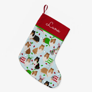 Christmas Rough Collie Individuelle Name Kleiner Weihnachtsstrumpf
