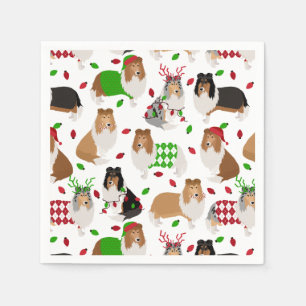 Christmas Rough Collie Napkins Serviette
