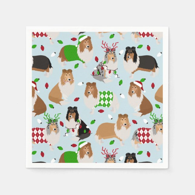 Christmas Rough Collie Napkins Serviette (Vorderseite)