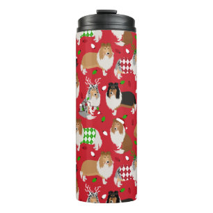 Christmas Rough Collie Thermosbecher