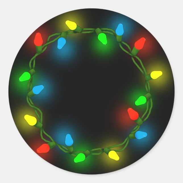 Christmas Round Lights Runder Aufkleber (Vorderseite)