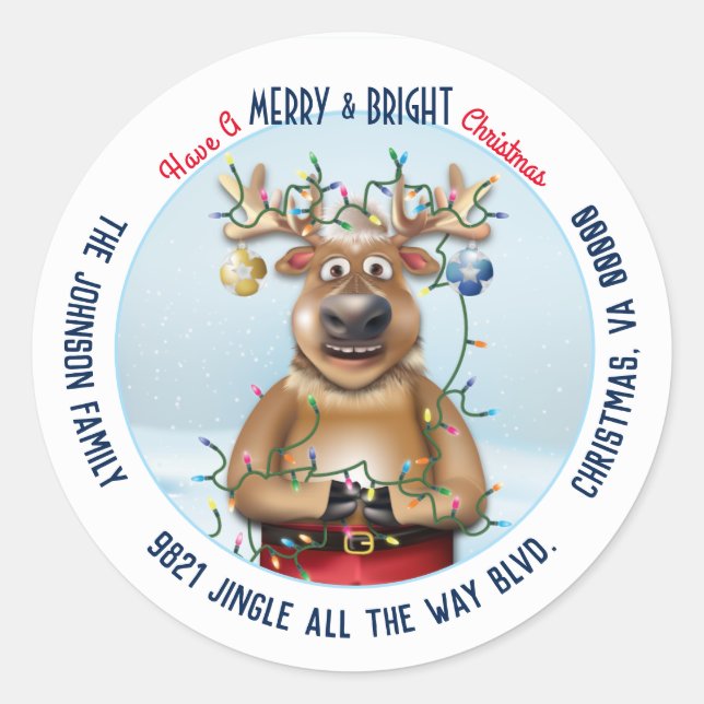 Christmas Rudolph The Red Nose Rentier Runder Aufkleber (Vorderseite)