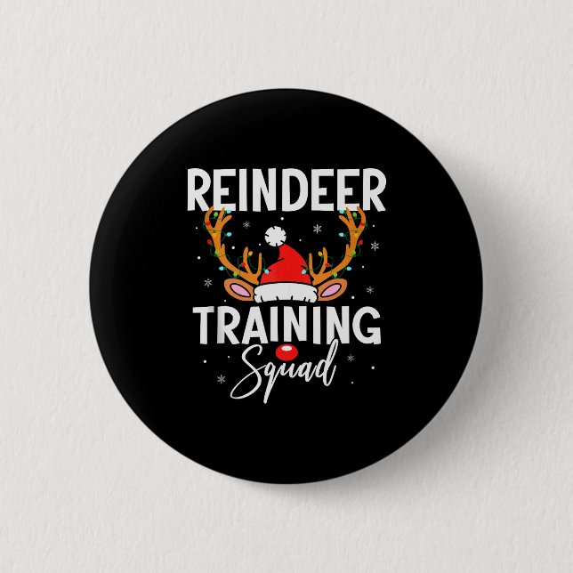 Christmas Running Team Funny Reindeer Training Squ Button (Vorderseite)