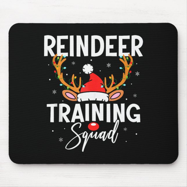 Christmas Running Team Funny Reindeer Training Squ Mousepad (Vorne)